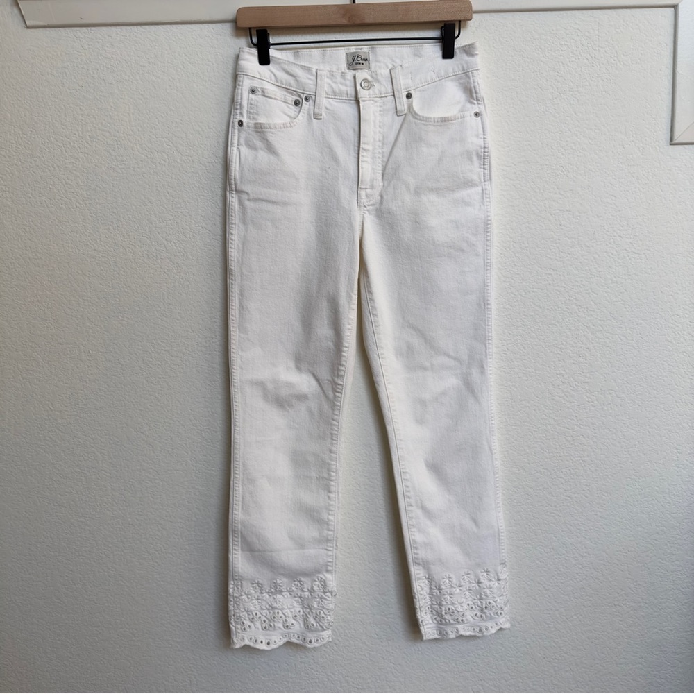J. Crew 9" Vintage Straight Jean with Eyelet Hem White